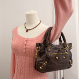 Balenciaga Brown Classic City Mini Leather Gold Hardware Bag