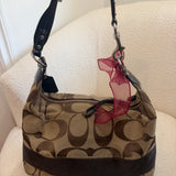 Coach Brown Stripe Signature Shoulder Bag