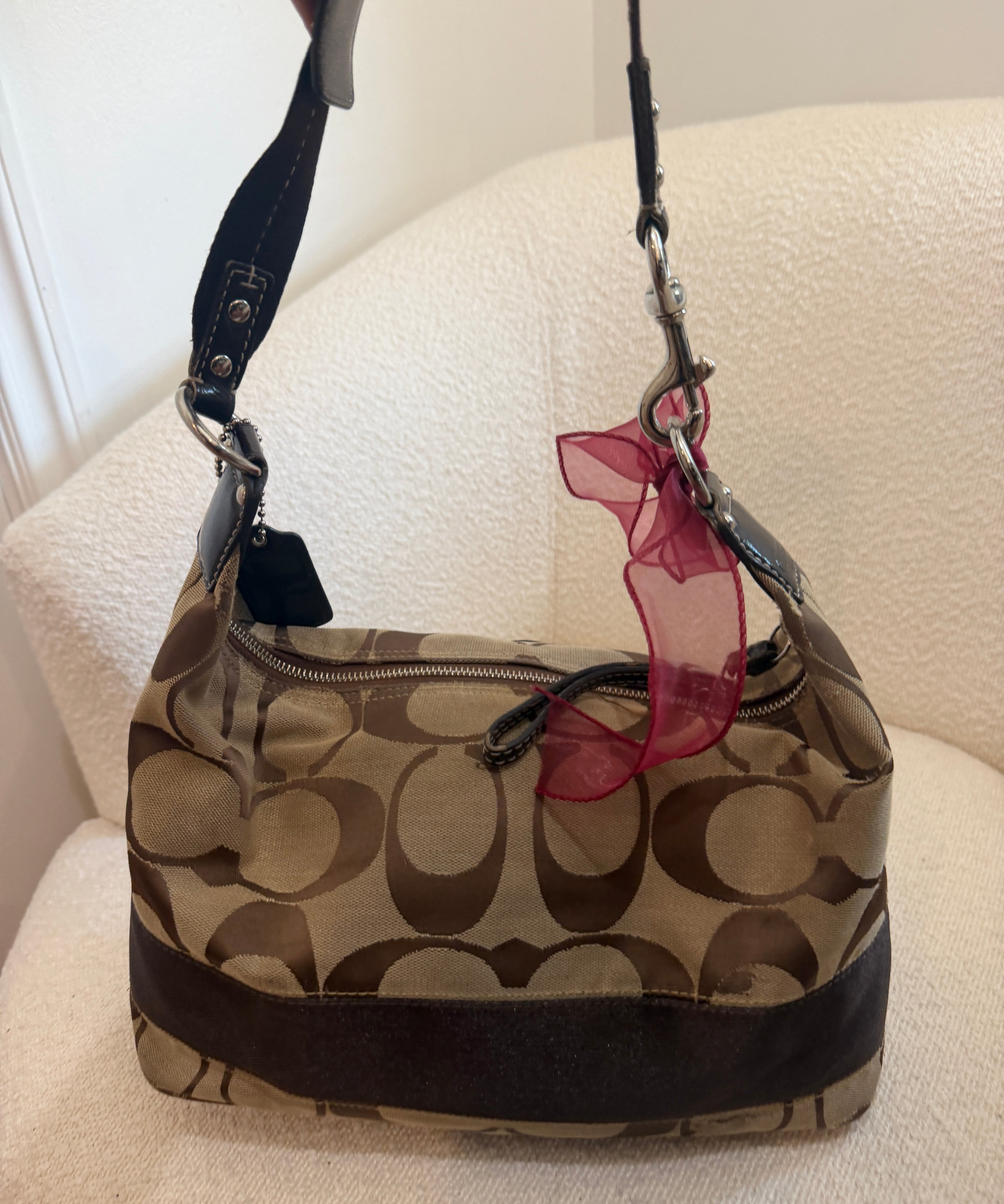 Coach Brown Stripe Signature Shoulder Bag