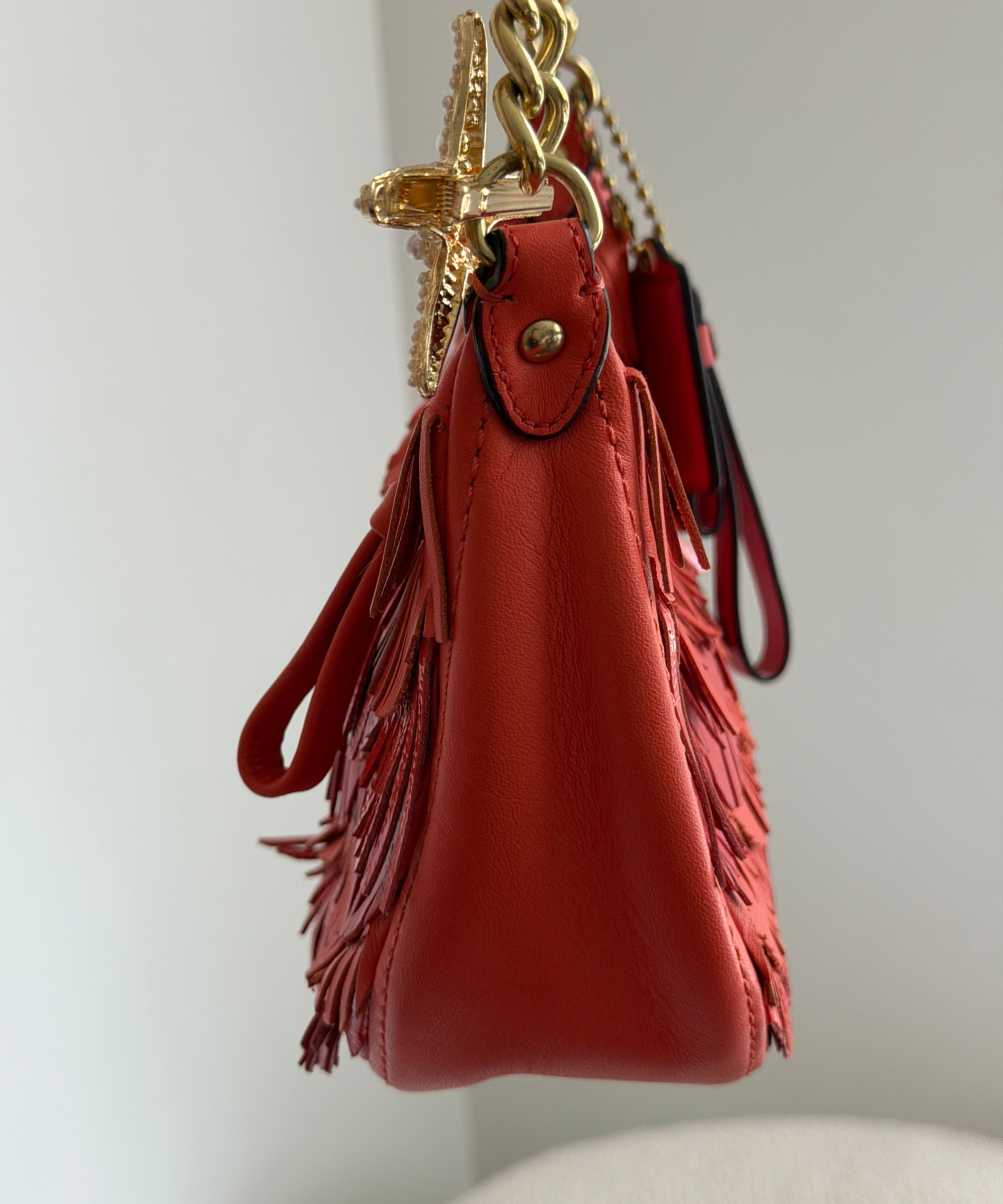 Rare Coach Orange Fringe Shoulder Bag