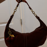 Coach Red Large Suede Hobo Bag