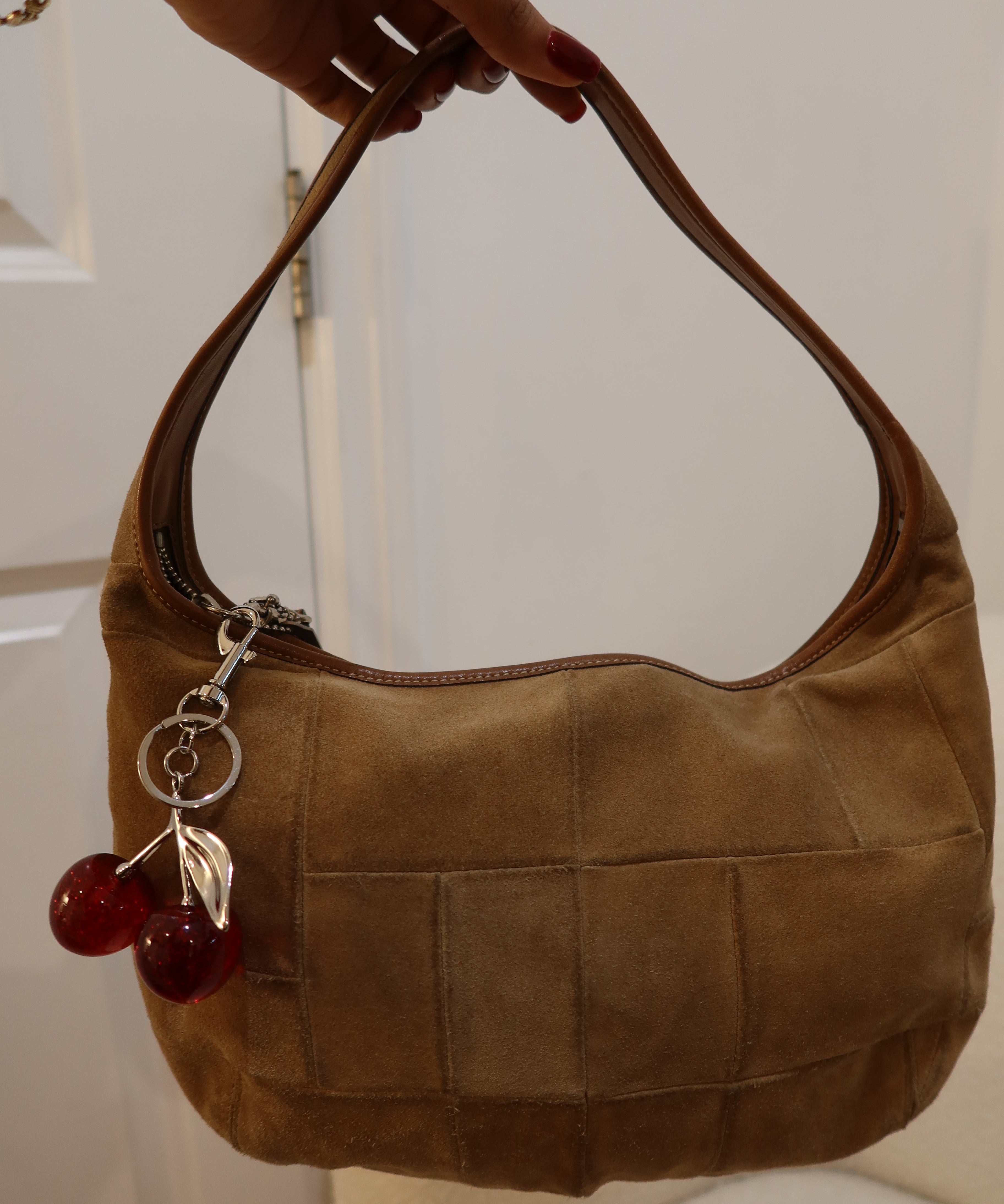 Rare Coach Khaki Patchwork  Suede Ergo Hobo Bag