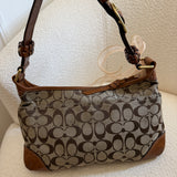 Coach Brown Monogram Shoulder Bag with Brass Hardware