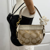 Beige Signature Coach Mini Zoe Bag
