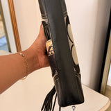 Rare Coach Black Signature East West Baguette with Snakeskin Stripe