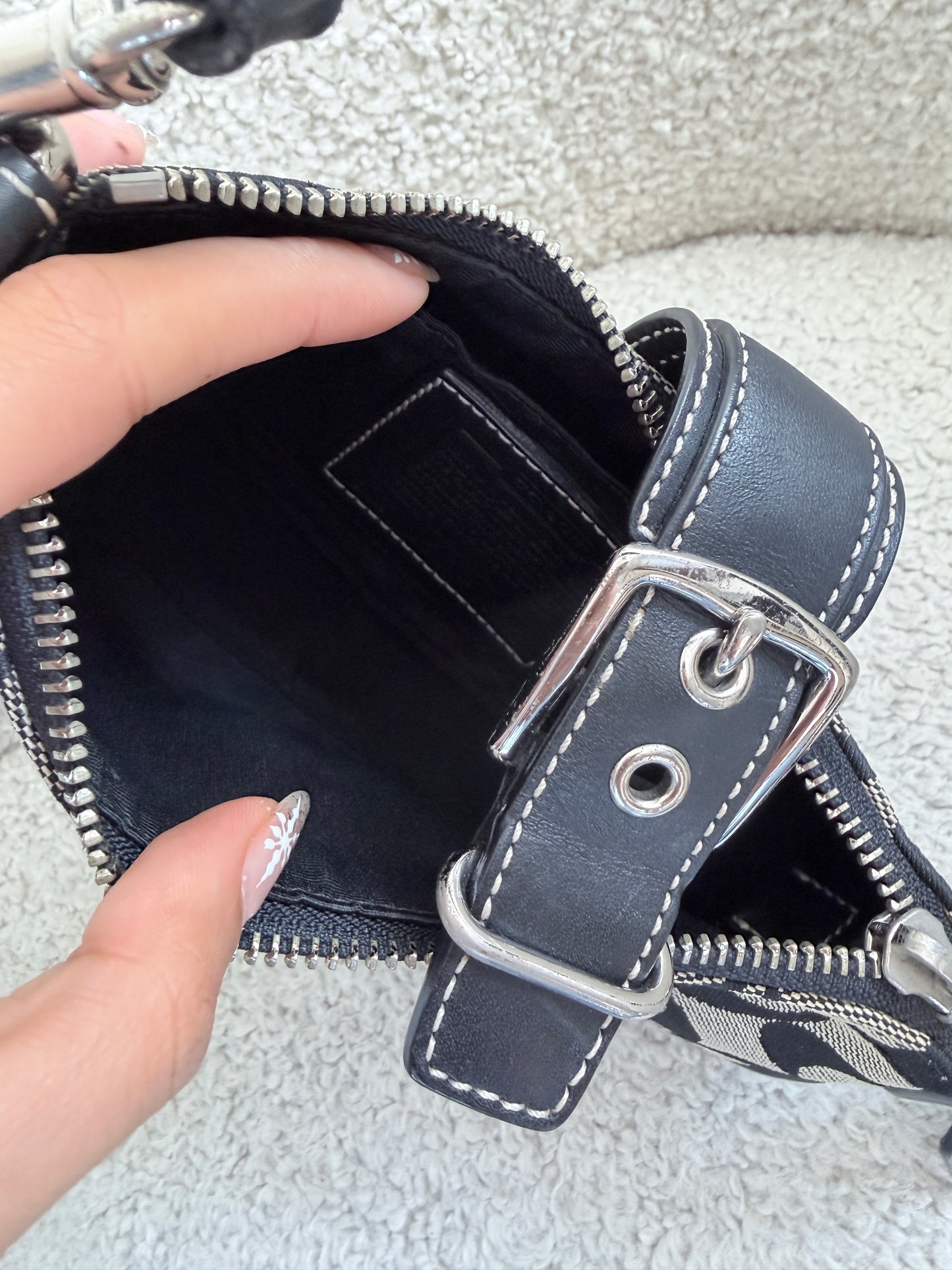 Grey Coach Demi Hamptons Canvas Buckle Bag