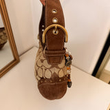 Rare Coach Signature Brown Studded Mini Hobo Bag