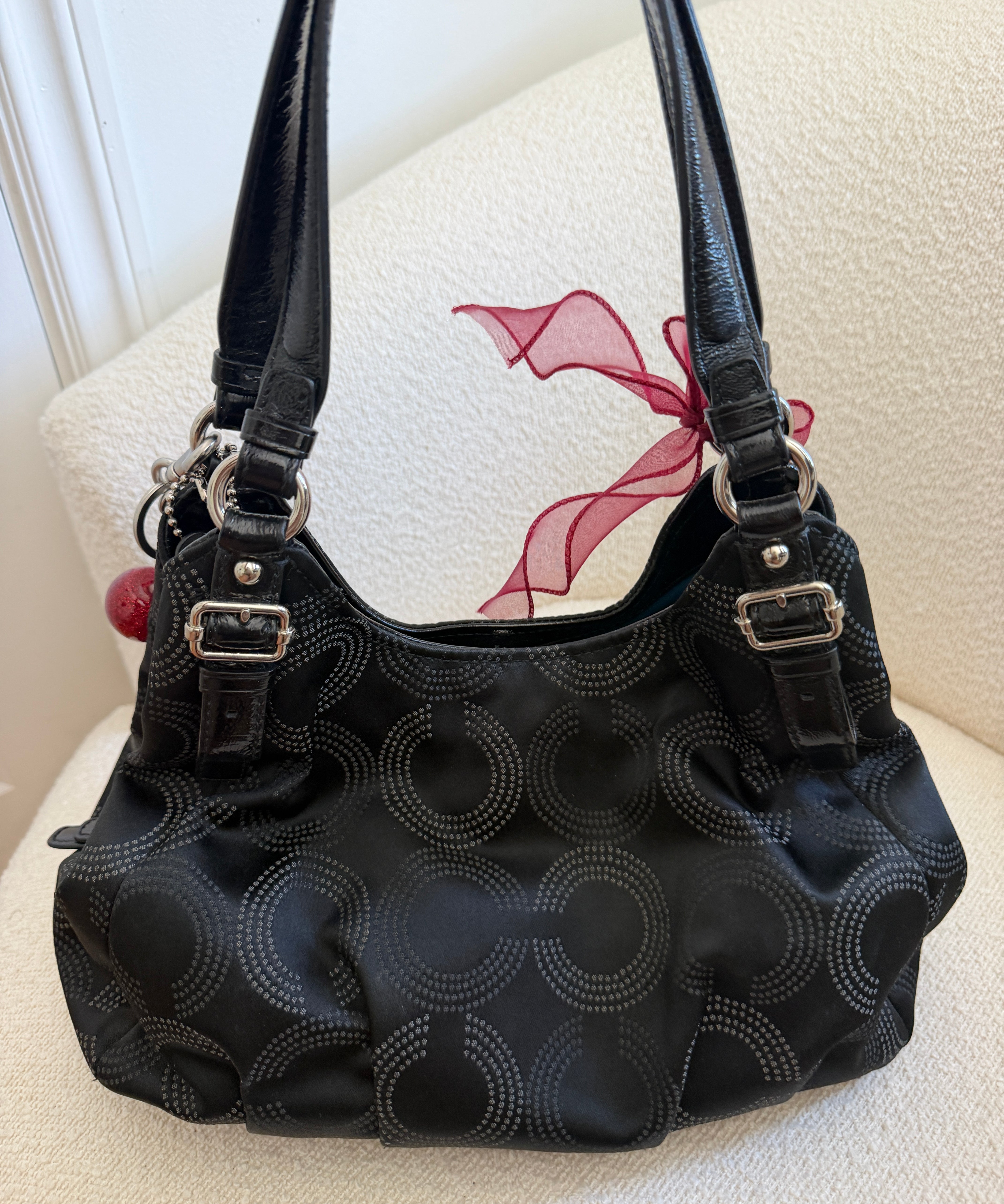 Coach Black Canvas Maggie Bag