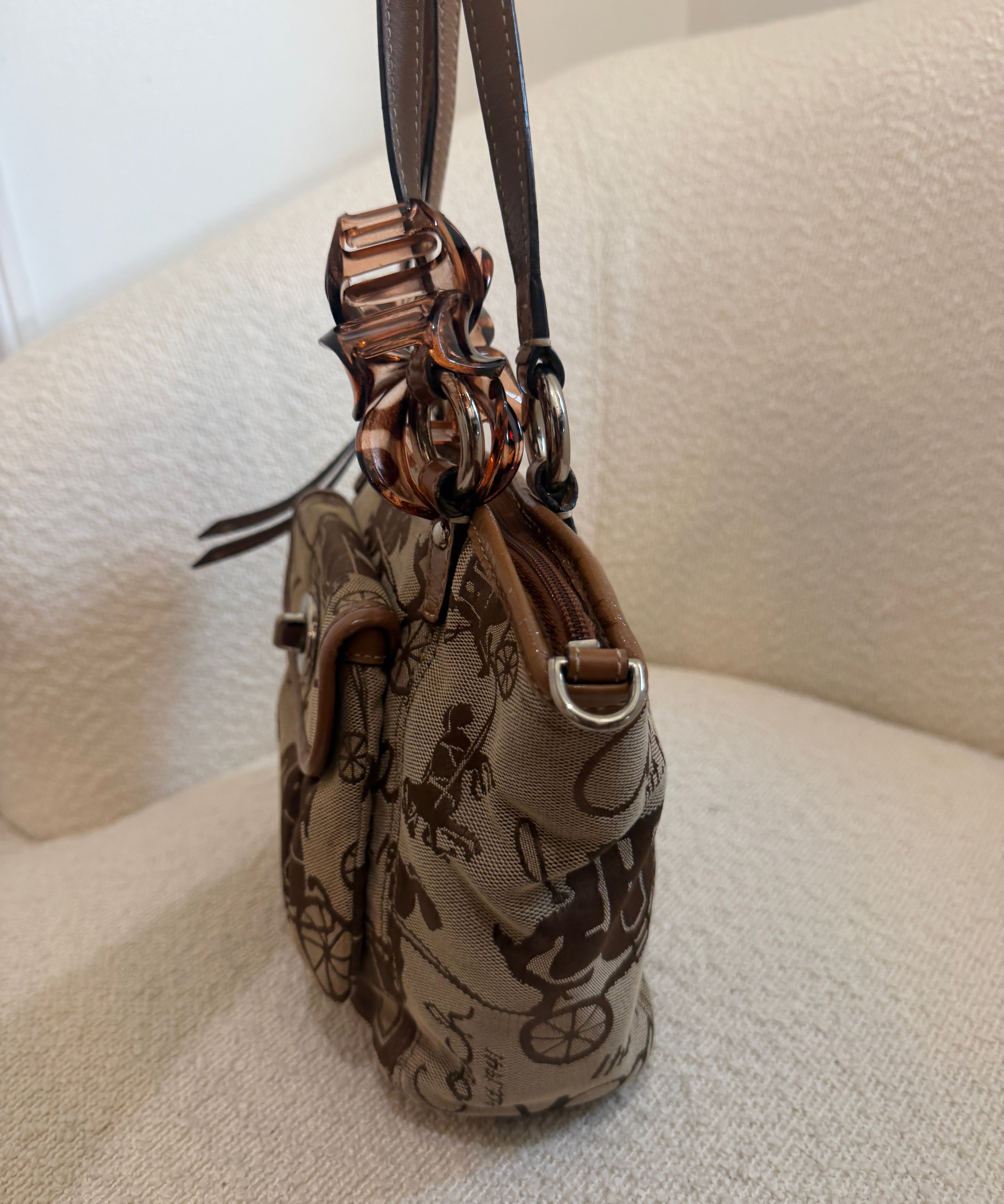 Coach Brown Carriage Signature Mini Leah Tote Bag