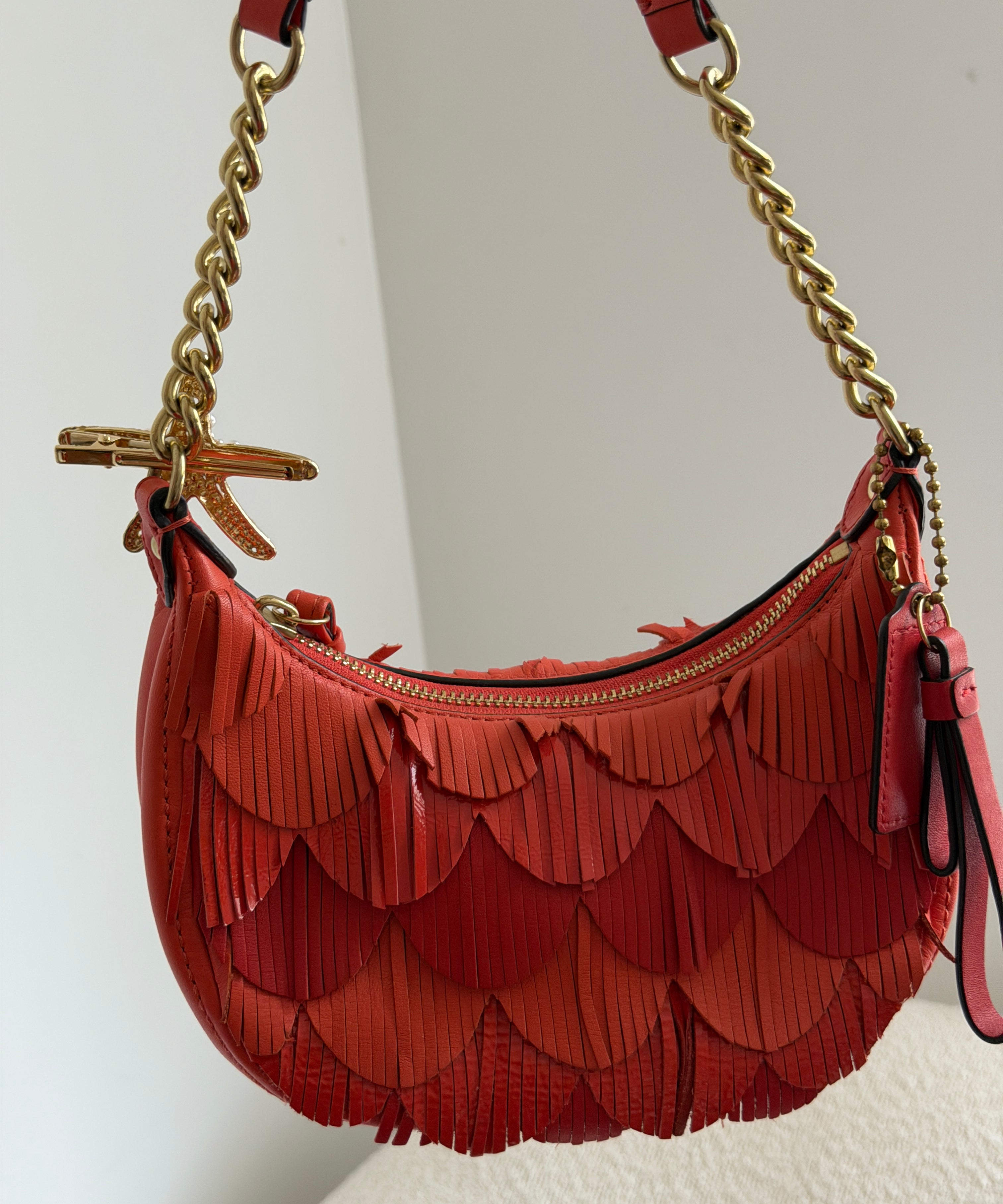 Rare Coach Orange Fringe Shoulder Bag