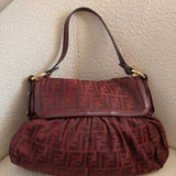 Burgundy Fendi Zucca Chef Shoulder Bag