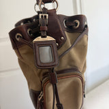 Brown Prada Jacquard Canvas Shoulder Bag