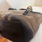 Coach Olive Brown Suede Tote Bag