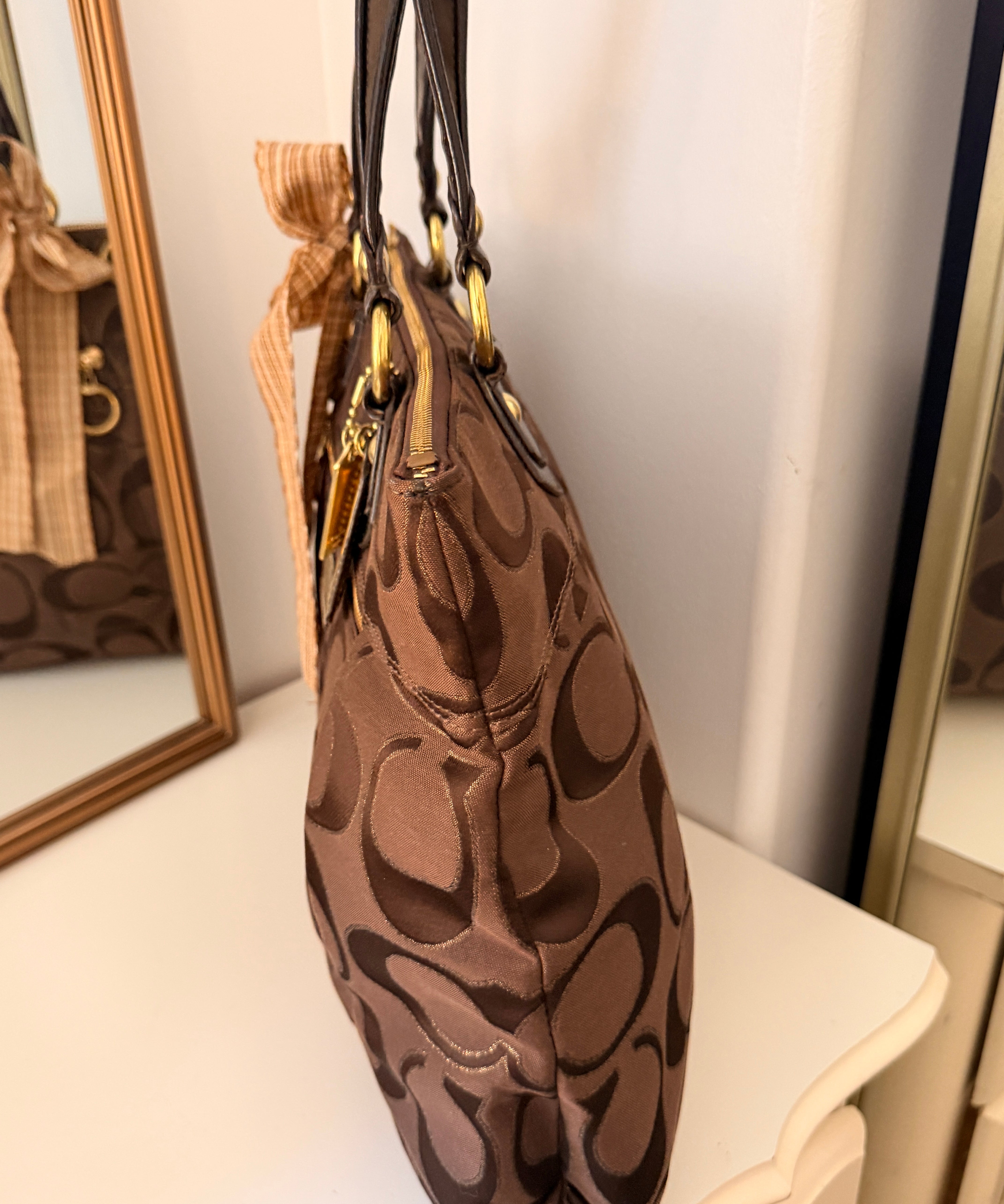 Coach Brown Poppy Tote Bag