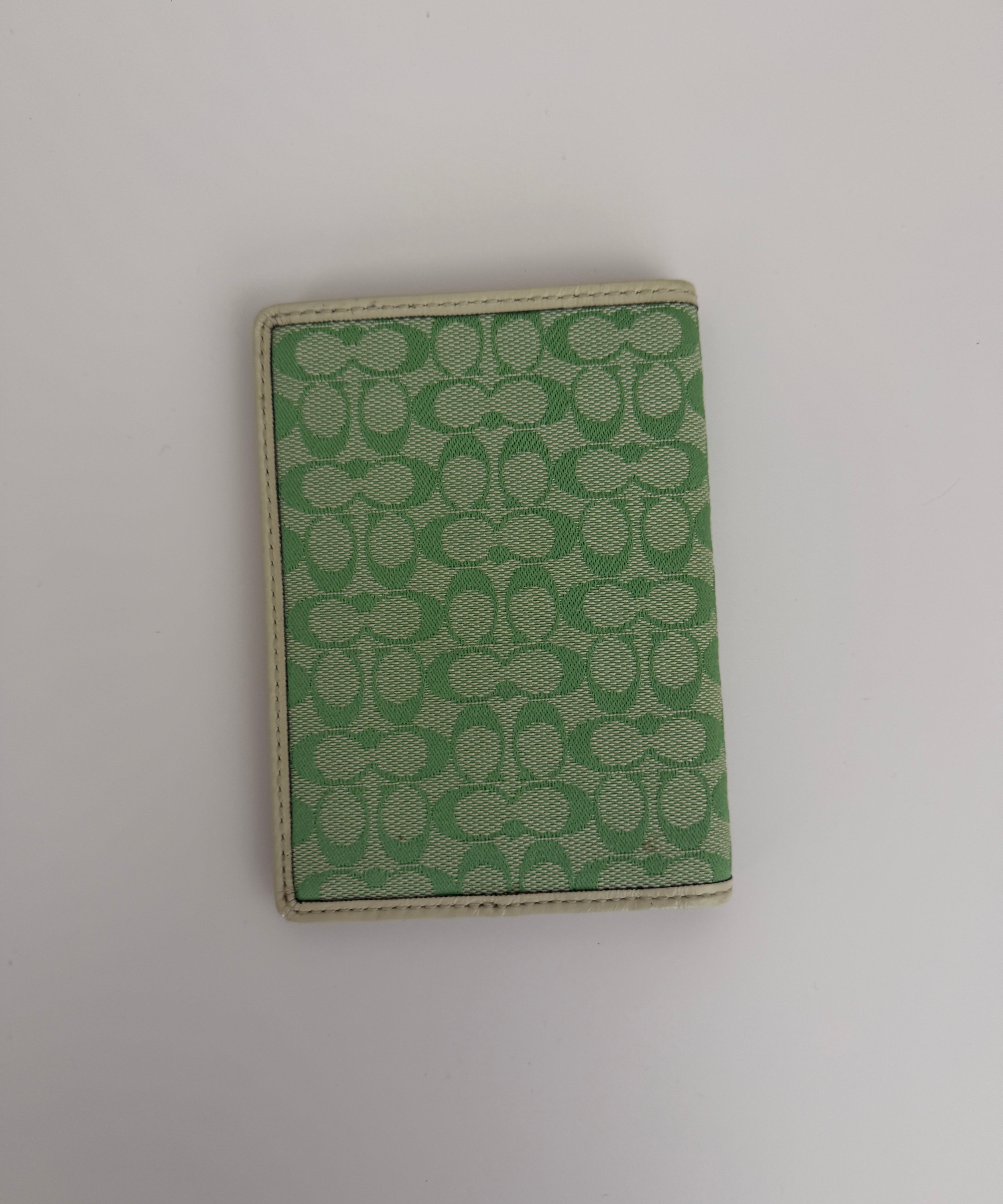 Lime Green Coach Monogram Passport Holder
