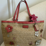 Coach Signature Straw Woven Tote Bag