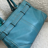 Coach Teal Leather Hamptons Carry-All Bag