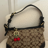 Coach Brown Monogram Shoulder Bag with Brass Hardware