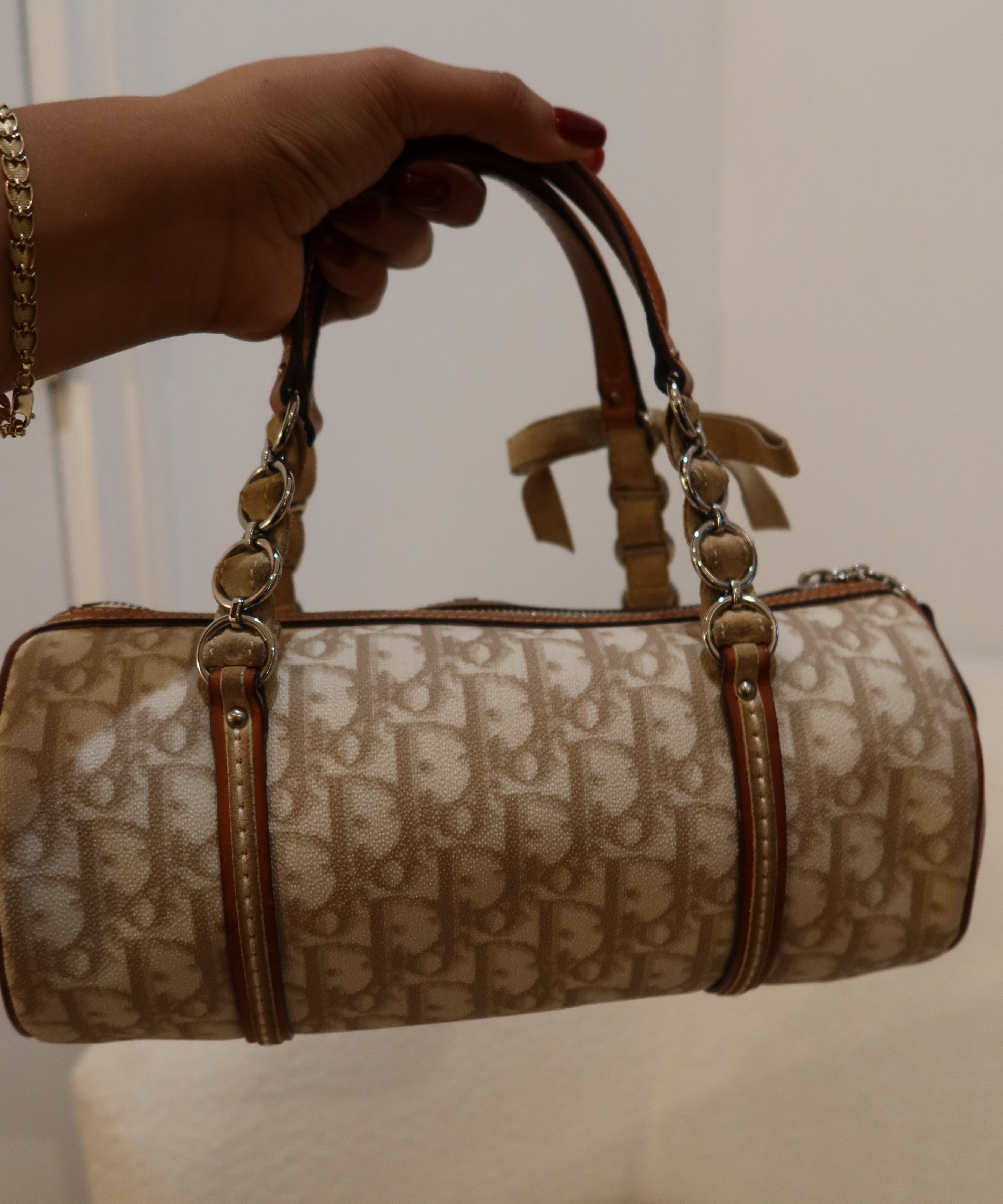 White Dior Romantique Mini Barrel Bag