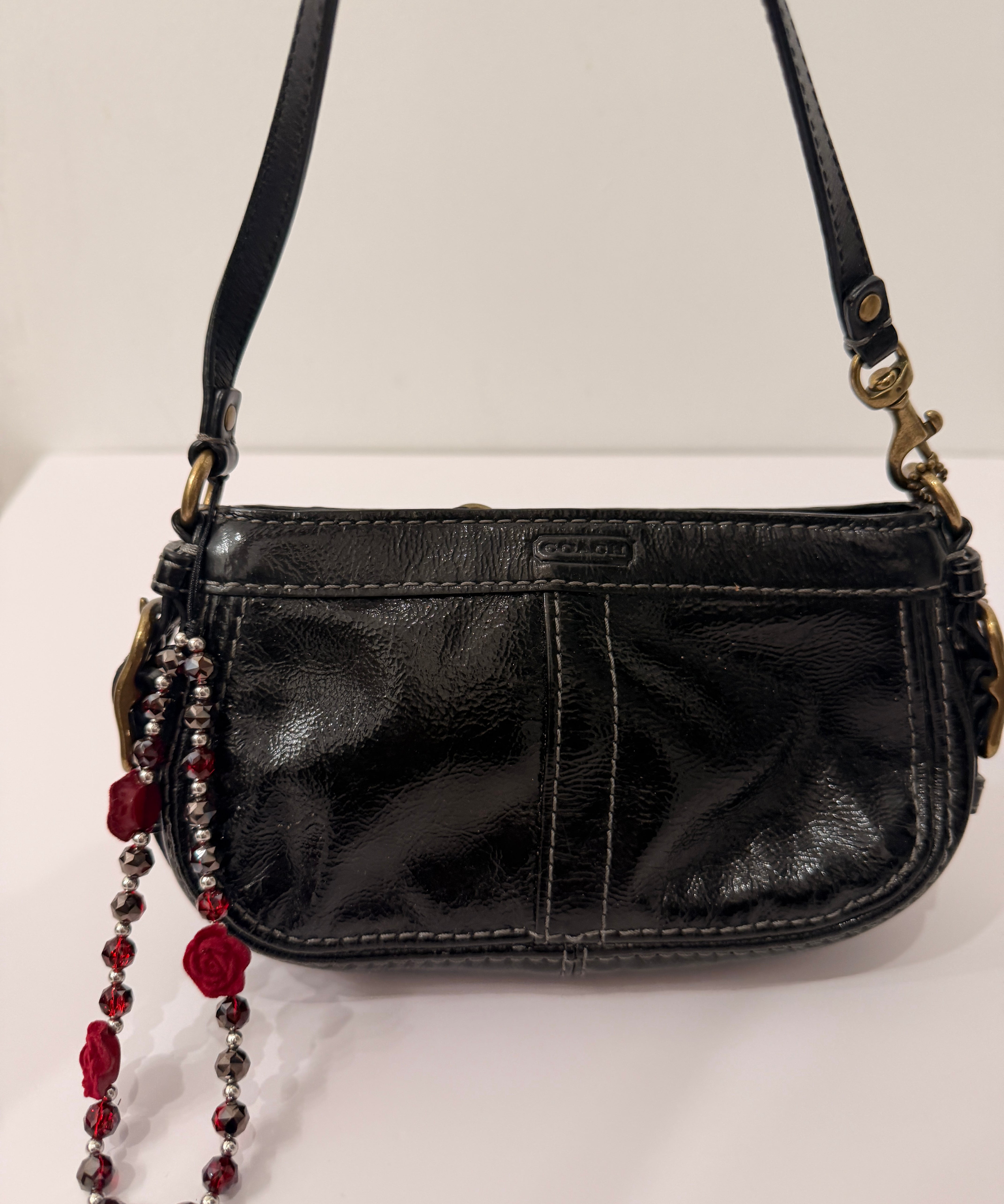 Coach Black Patent Micro Zoe Bag