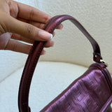Red Shimmer Fendi Zucca Chef Shoulder Bag