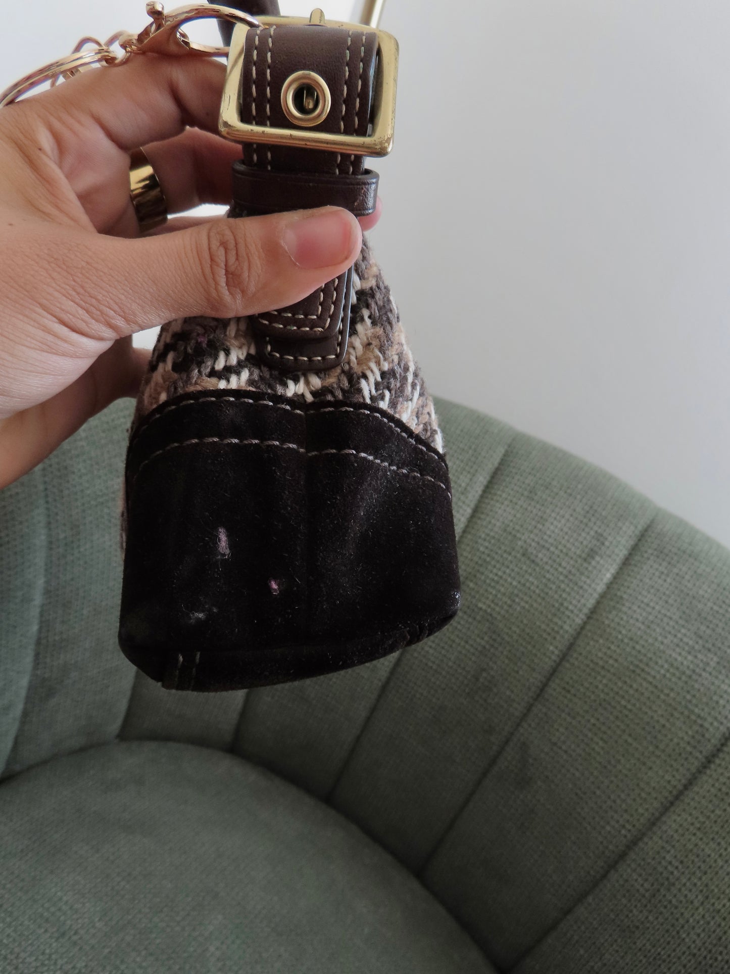 Rare Coach Plaid Tweed East West Bag