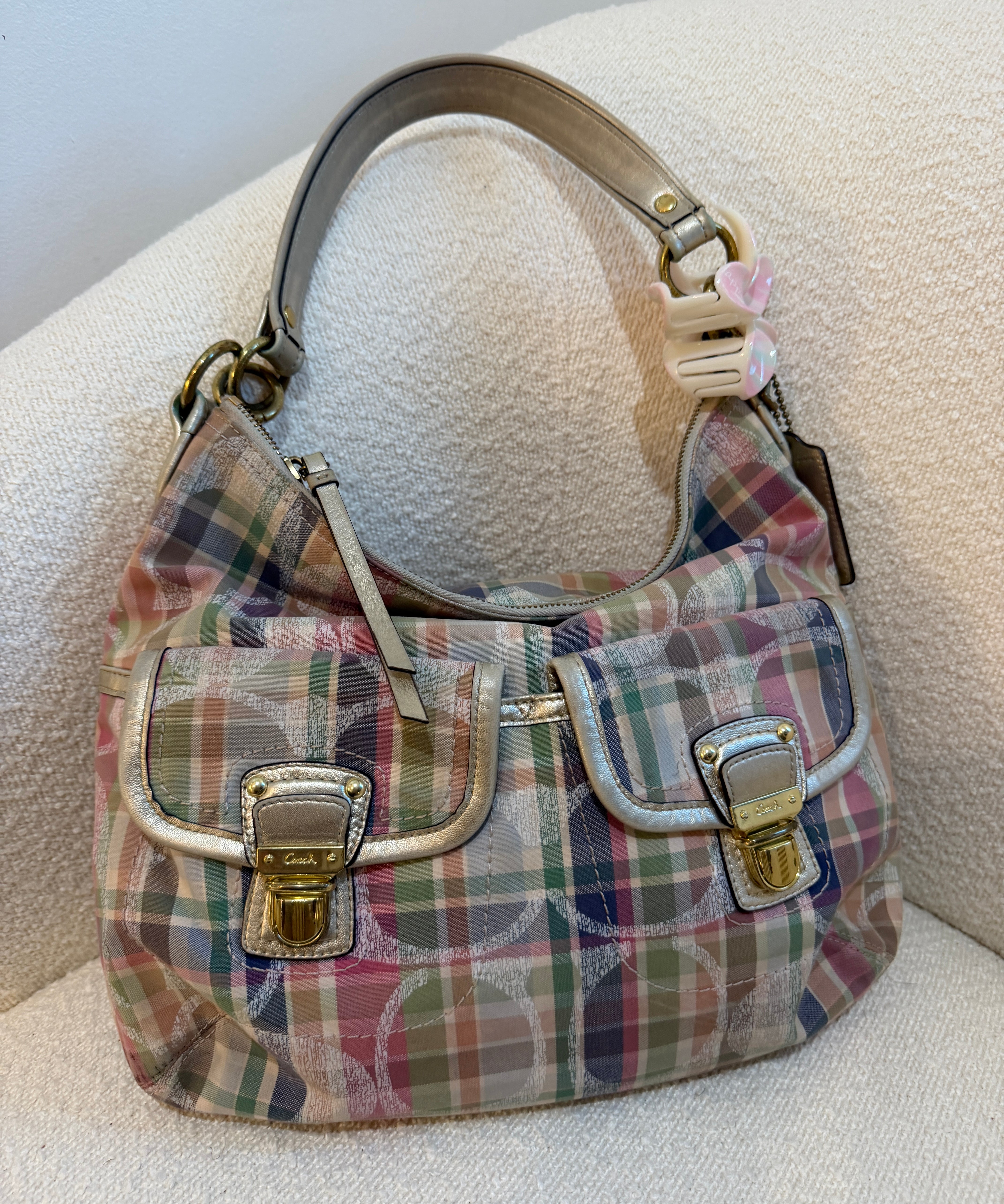 Rare Coach Poppy Multicolored Plaid Madras Bag
