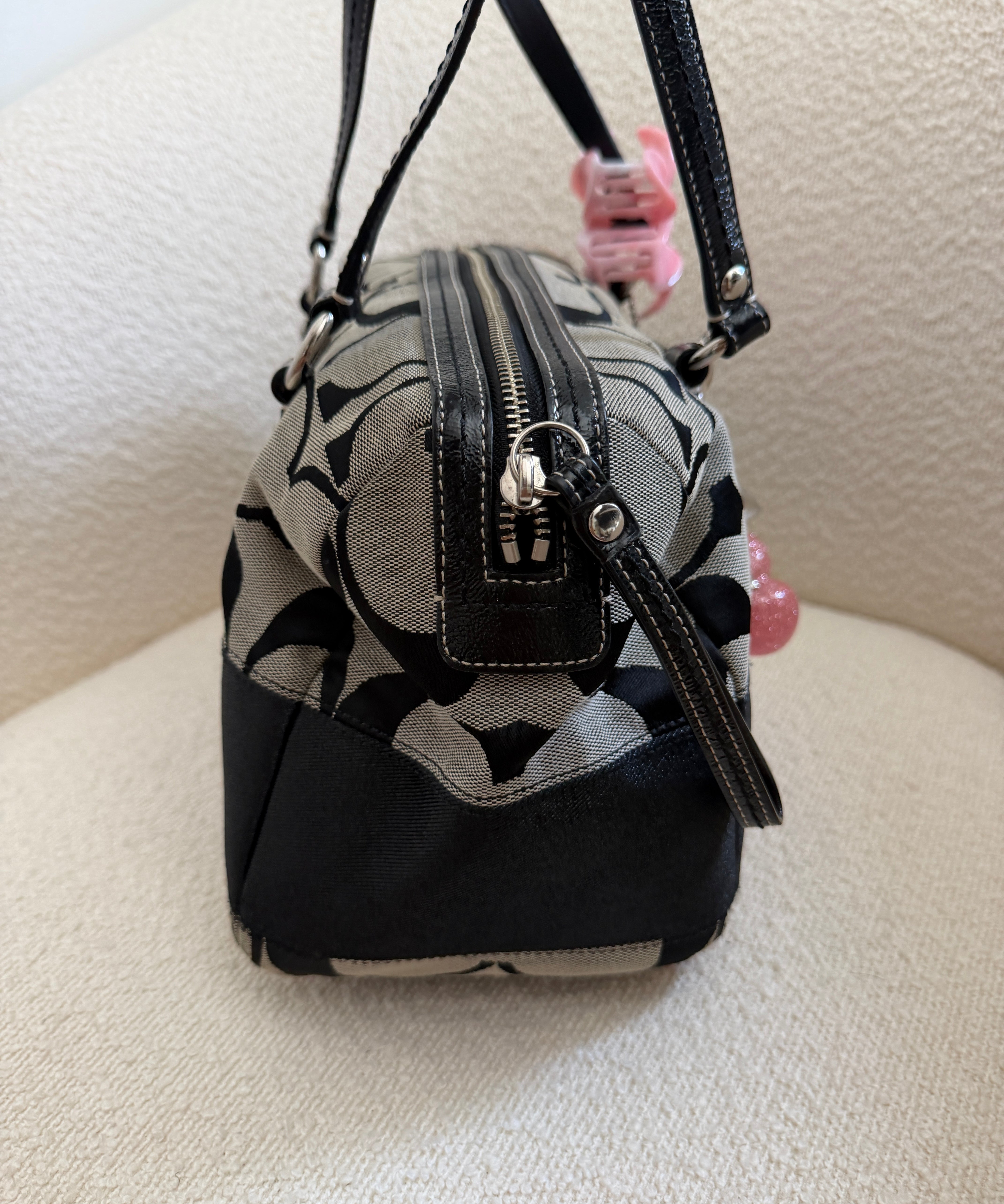 Coach Grey Stripe Signature Satchel Bag