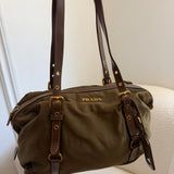 Olive Green Prada Tessuto Nylon Shoulder Bag