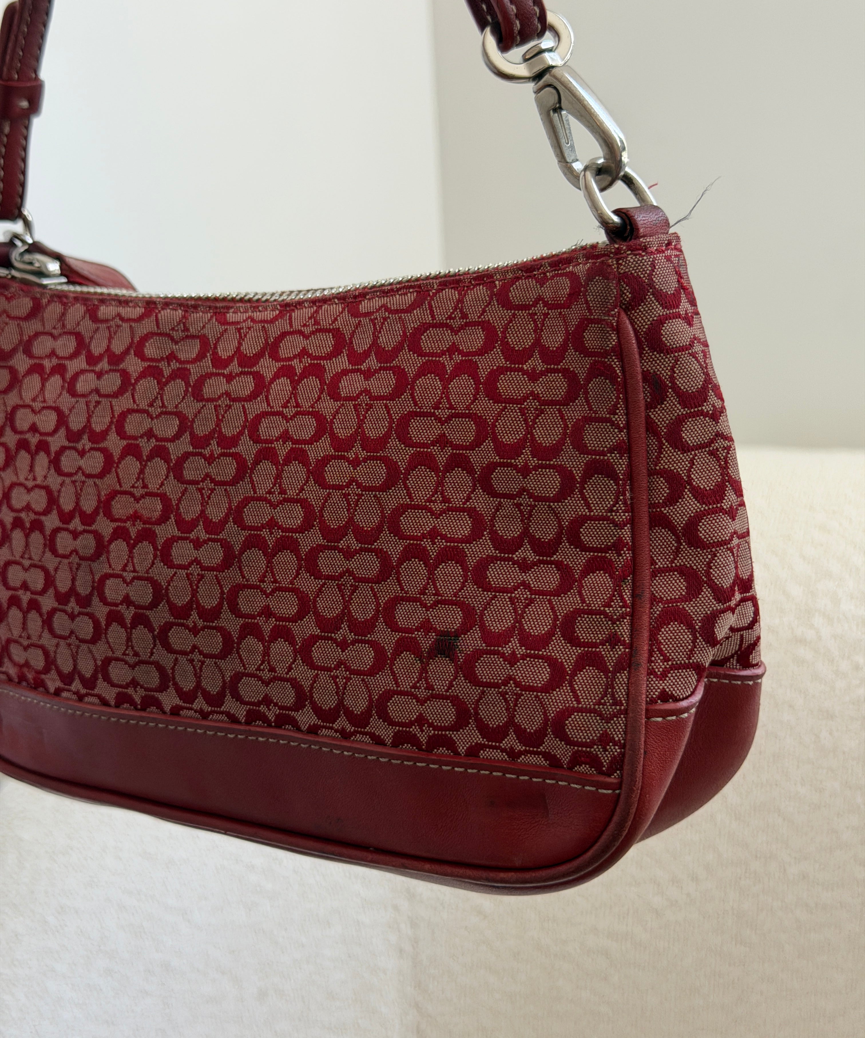 Rare Coach Red Signature Demi Hamptons Bag