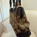Coach Brown Trim Signature Tote Bag