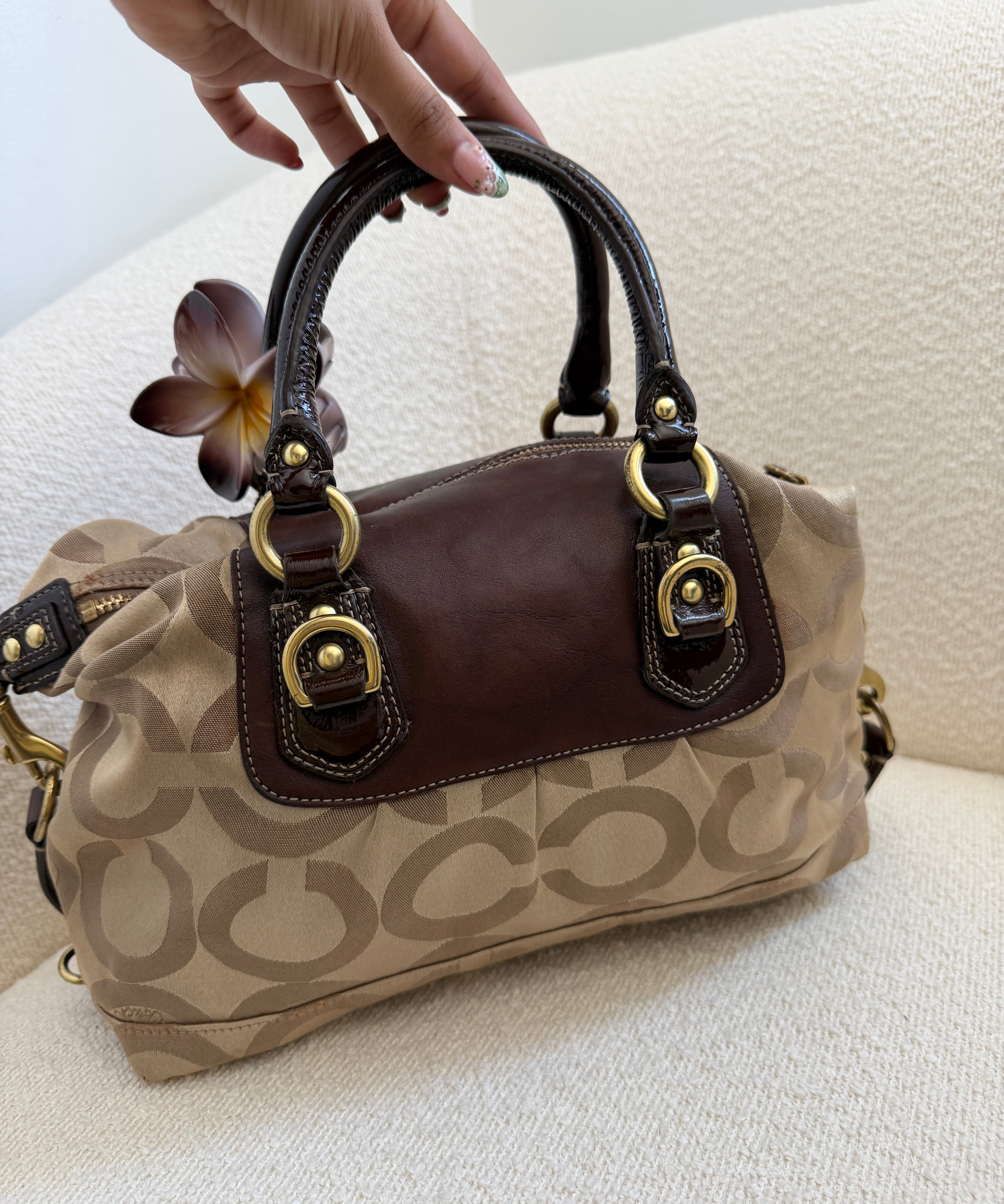 Brown Coach Signature Op Art Sabrina Madison Bag