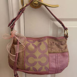 Coach Pink Op Art Patchwork Shoulder Bag