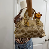 Beige Coach Signature Op Art Sabrina Madison Bag