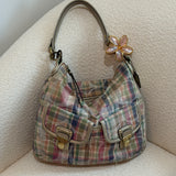 Rare Coach Poppy Multicolored Plaid Madras Bag