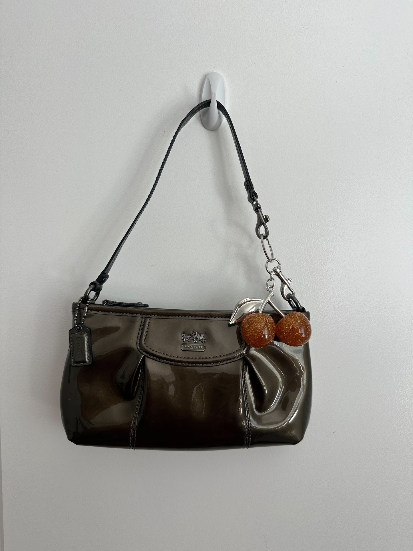 Coach Olive Green Patent Leather Mini Bag