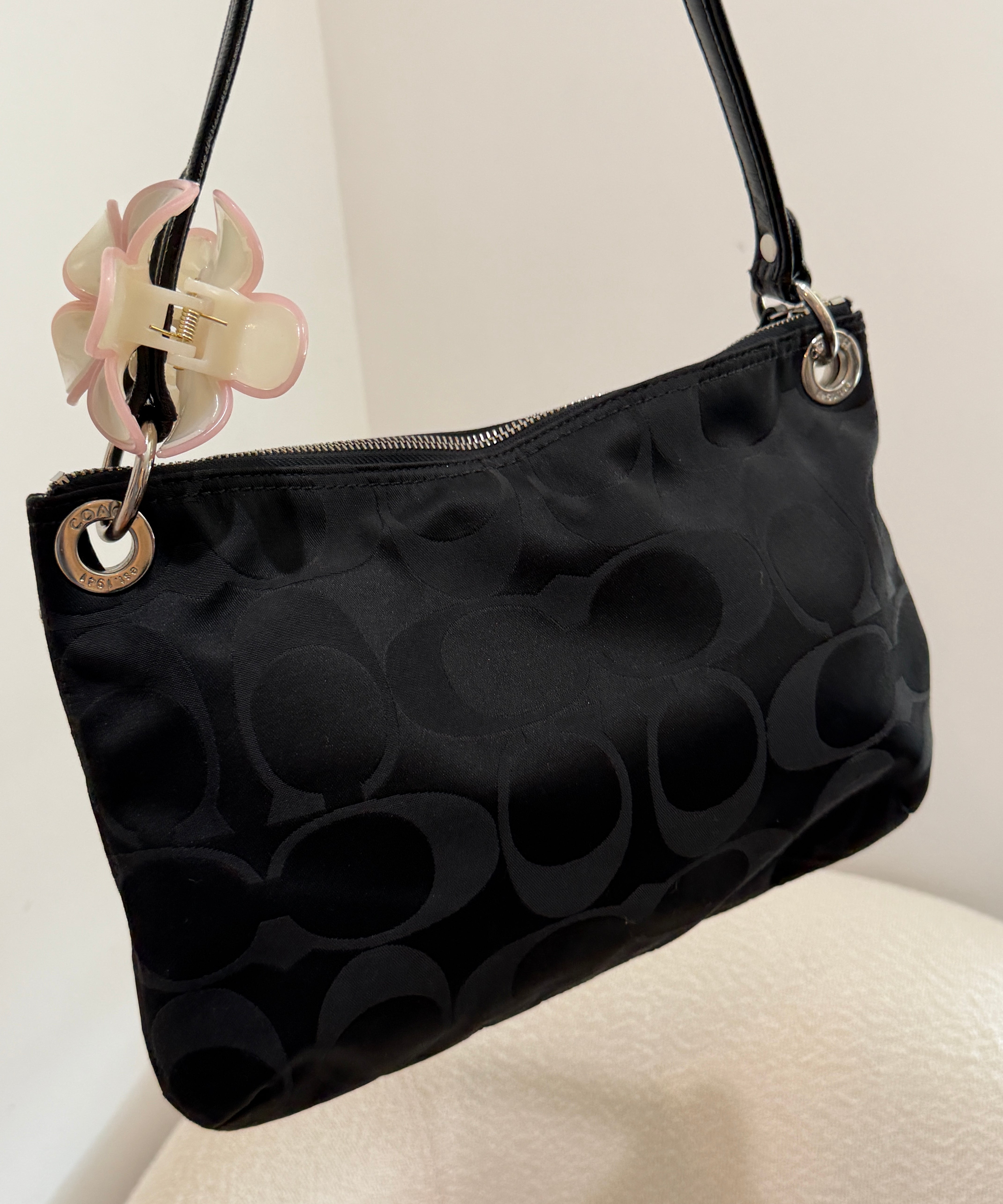 Black Coach Poppy Double Pocket Pushlock Bag