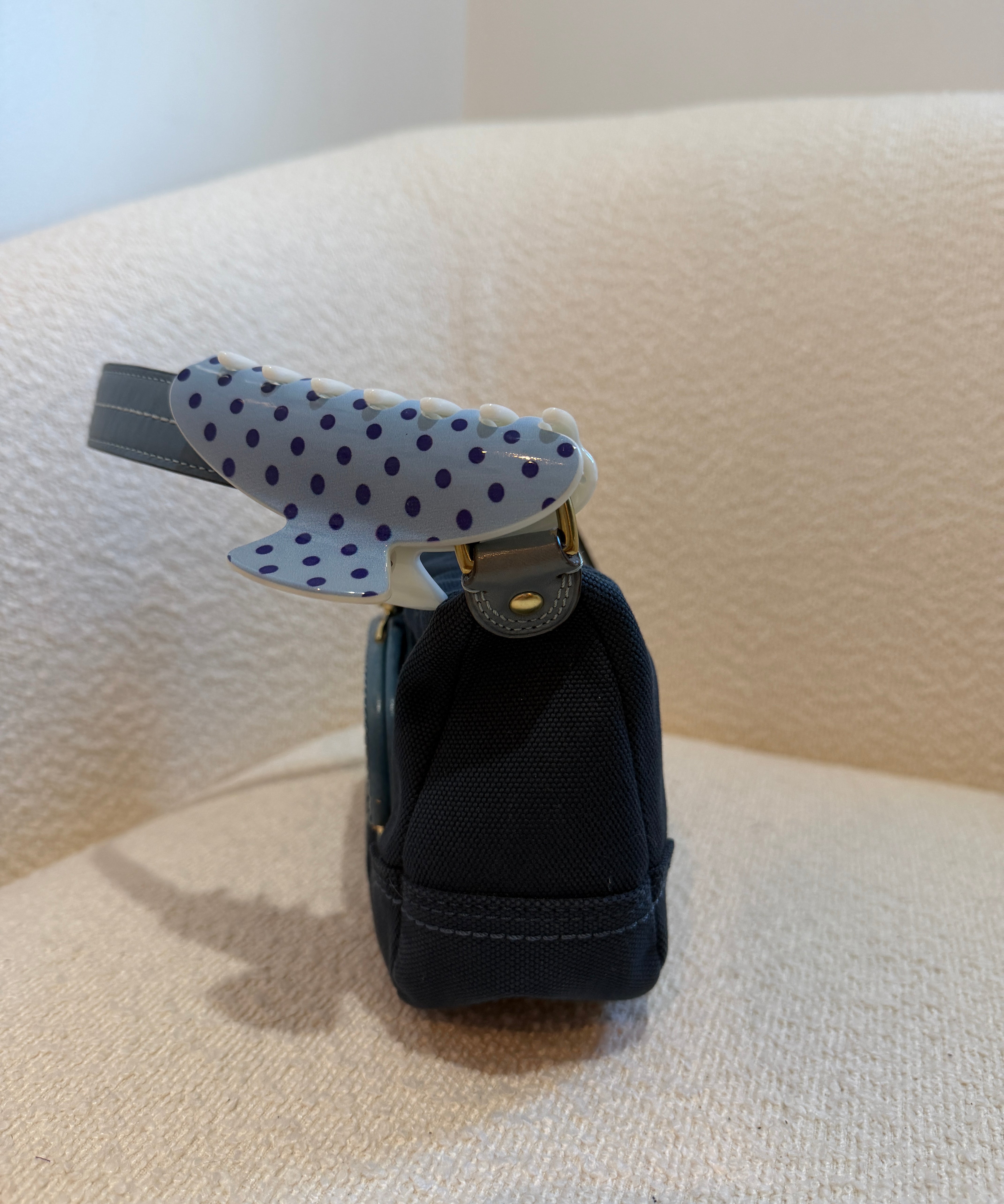 Rare Blue Coach Kisslock Pochette Bag
