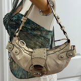 Beige Guess Studded Shoulder Bag