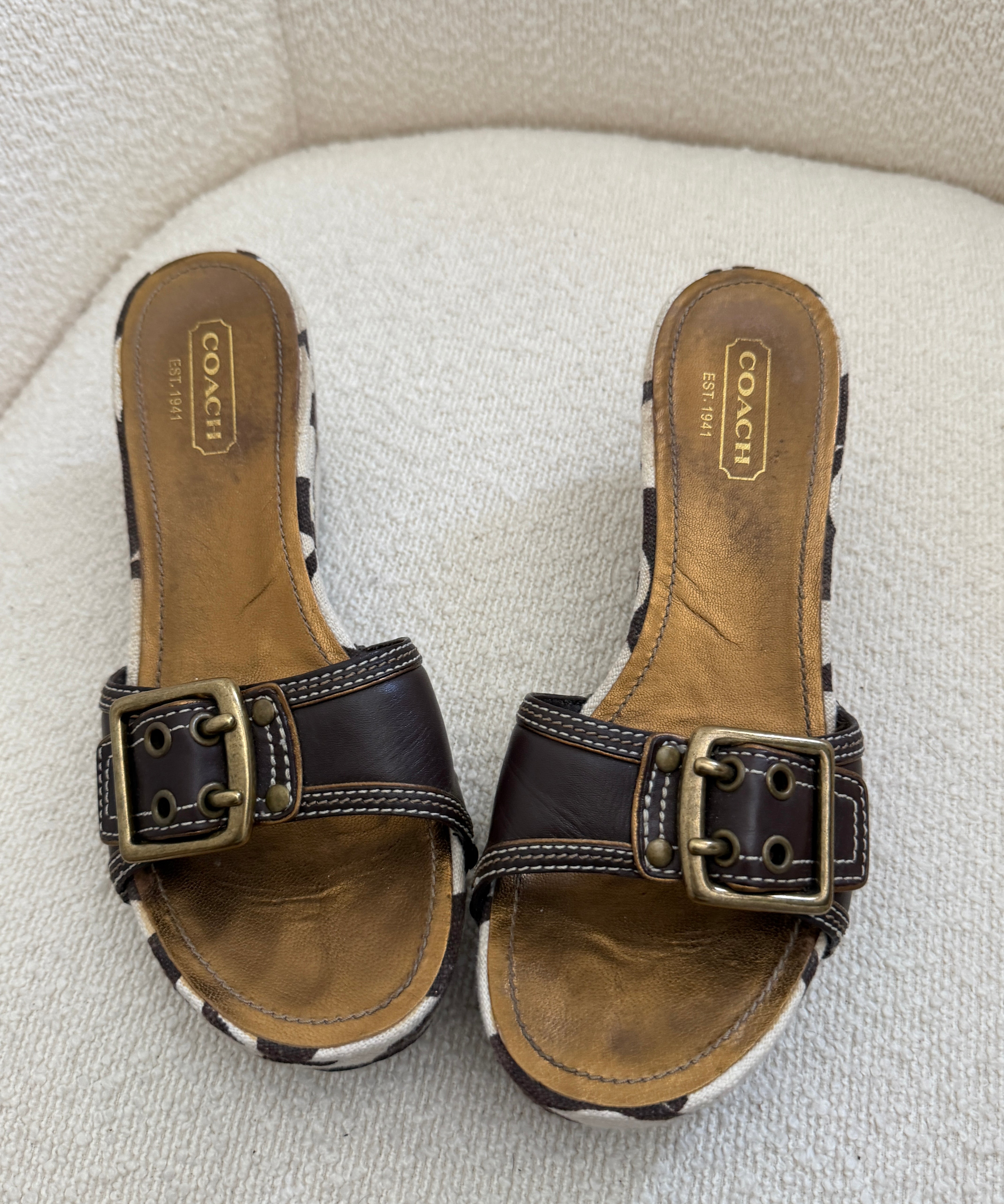 Rare Coach Cream Optic Wedges (8.5)