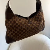 Brown Gucci Canvas Jackie Shoulder Bag