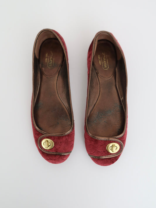 Coach Bordeaoux Velvet Ballet Flats (Size 8.5)