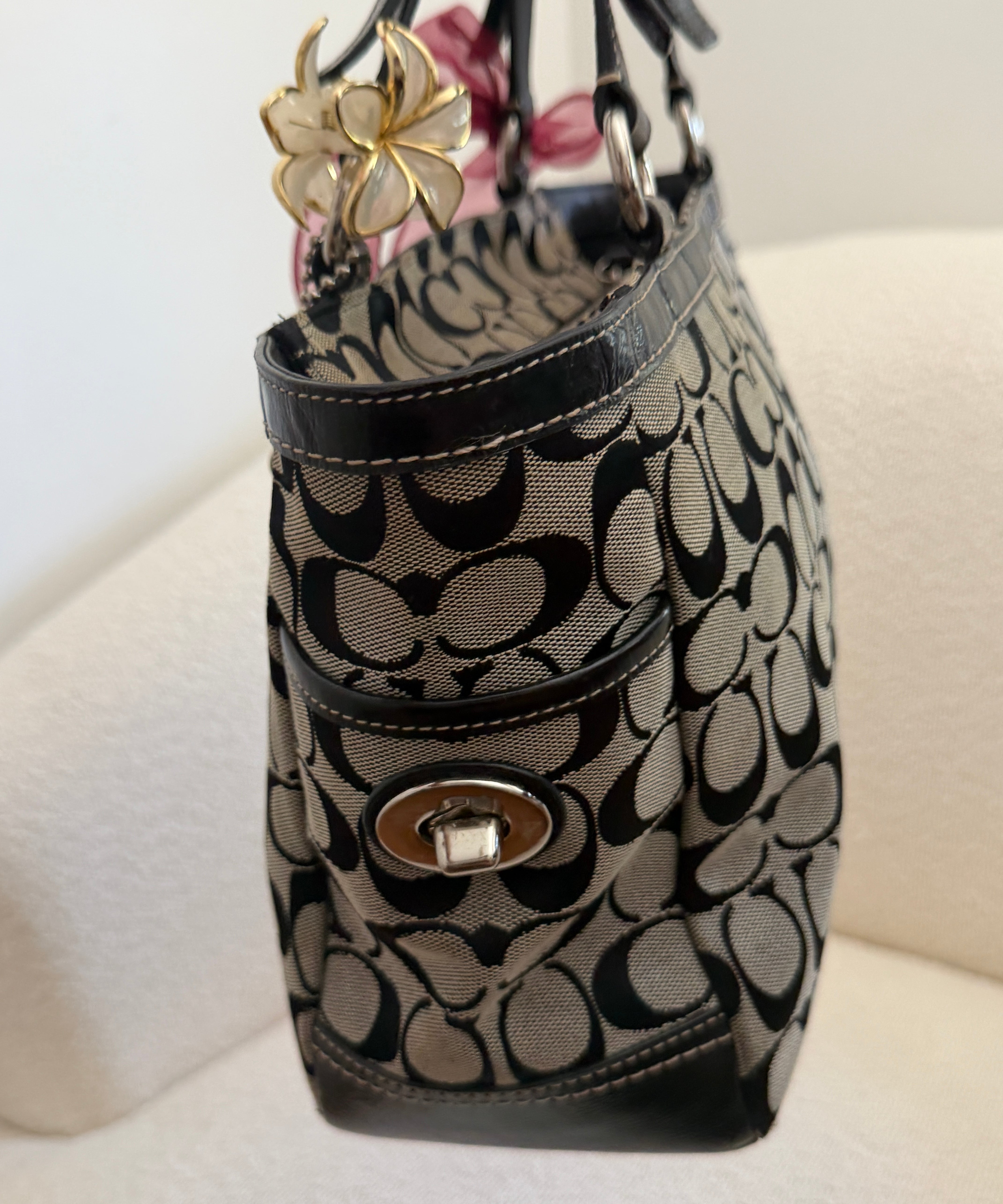 Grey Coach Signature Tote Bag