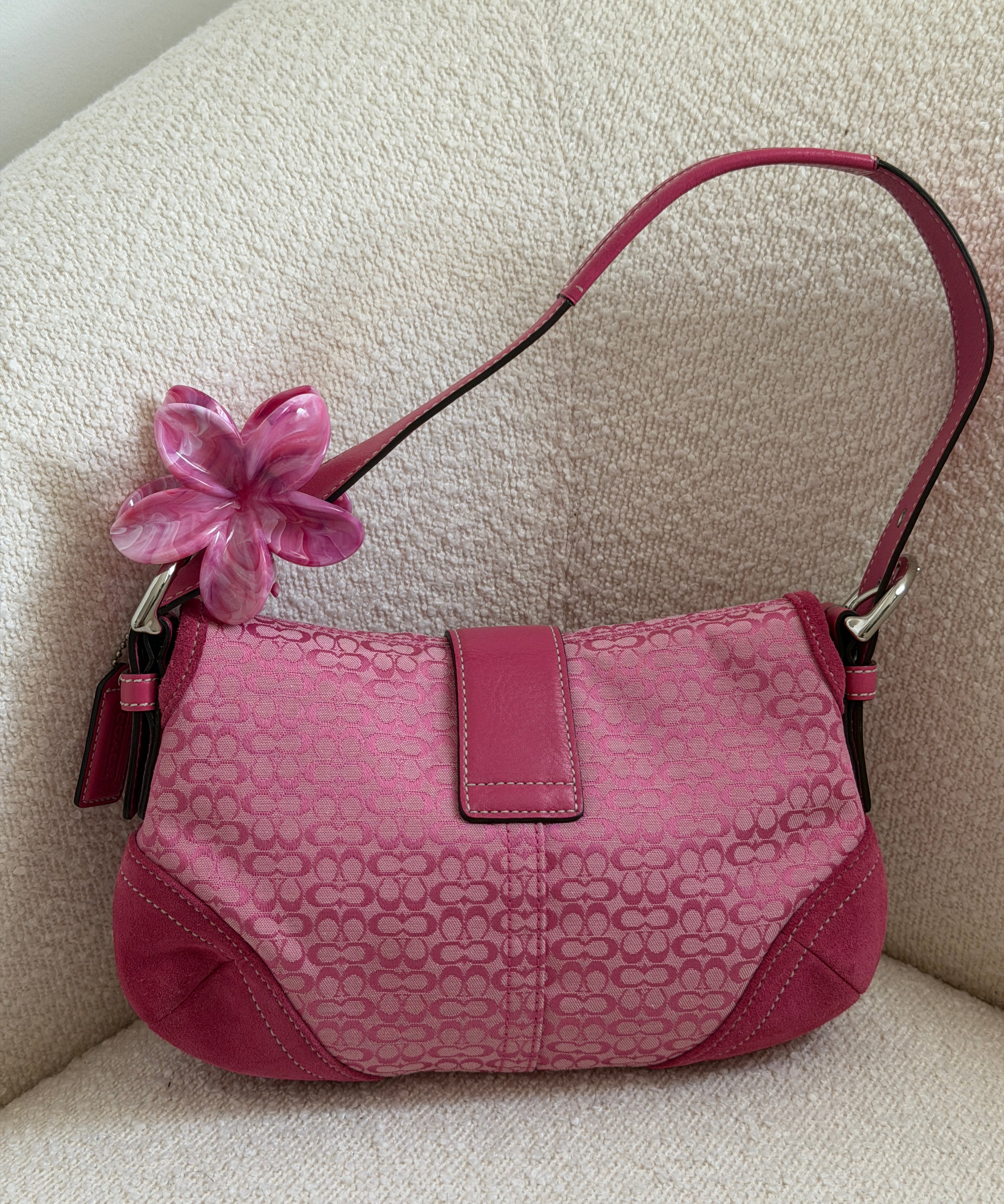 Rare Pink Suede Canvas Mini Soho Bag