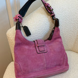 Coach Pink Suede Hamptons Hobo Bag