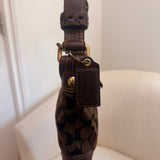 Coach Chocolate Brown Monogram Shoulder Bag with Brass Hardware