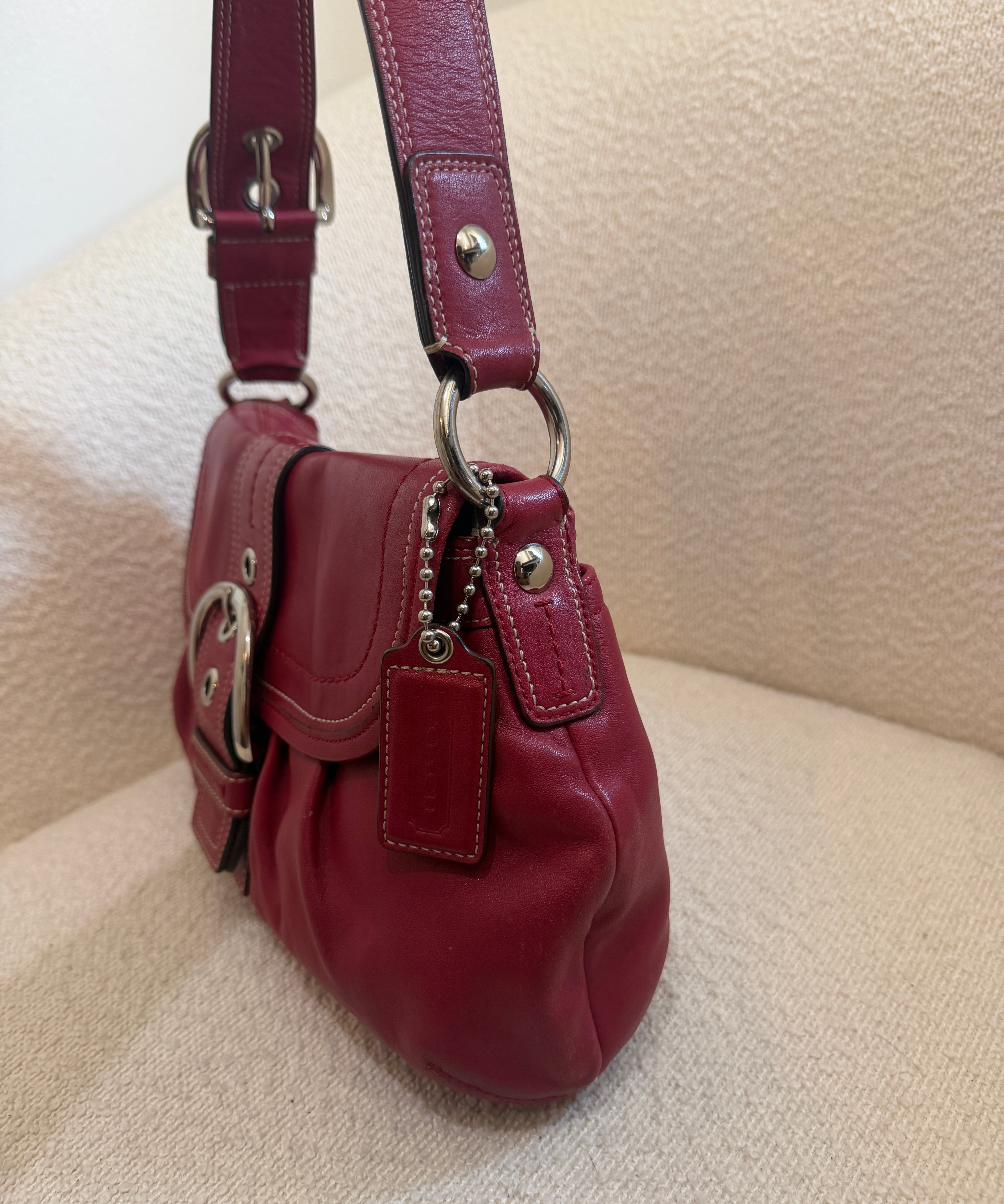 Coach Red Leather Soho Sufflette Shoulder Bag