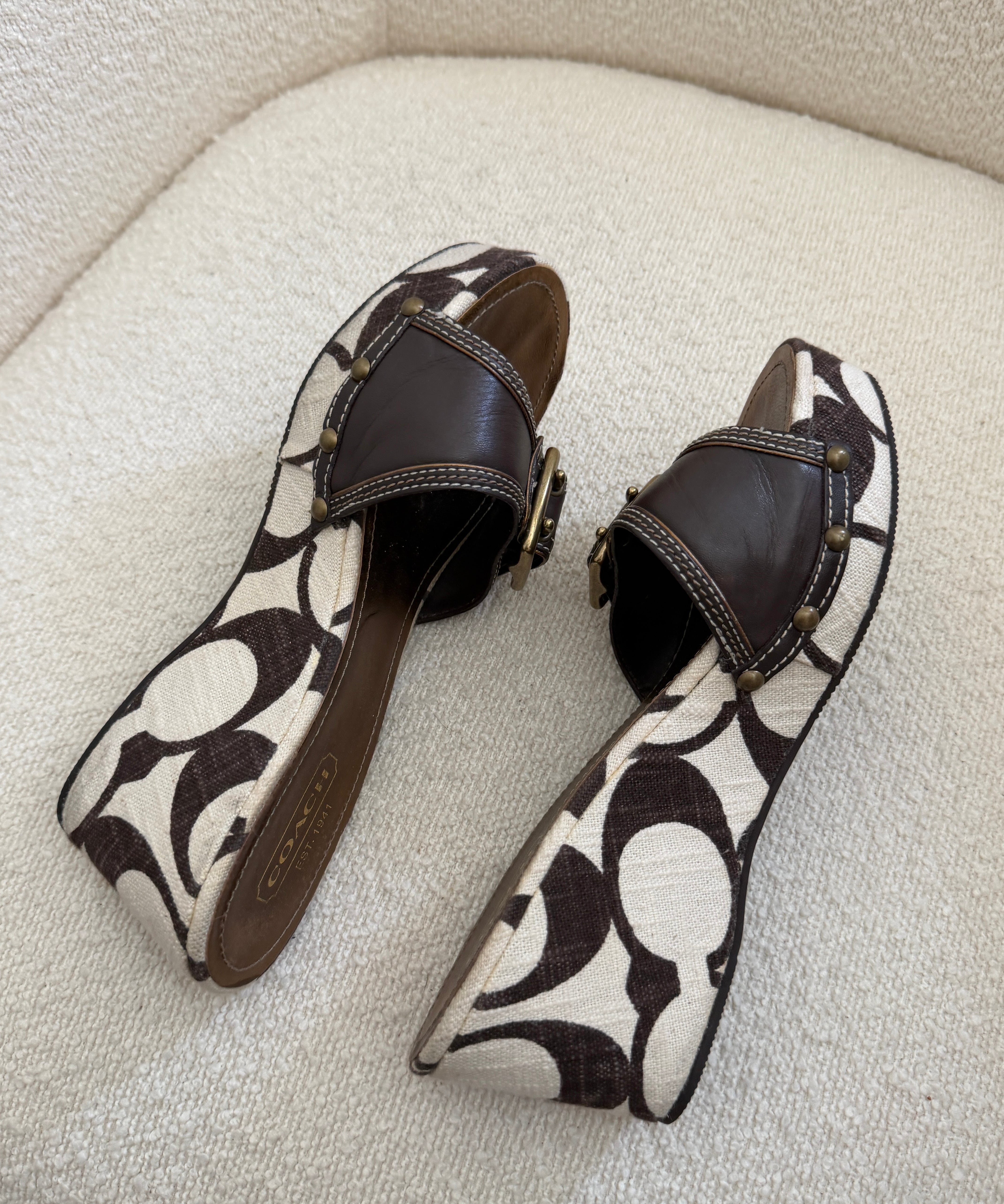 Rare Coach Cream Optic Wedges (8.5)