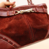 Coach Burgundy Suede Hamptons Carry-All Bag