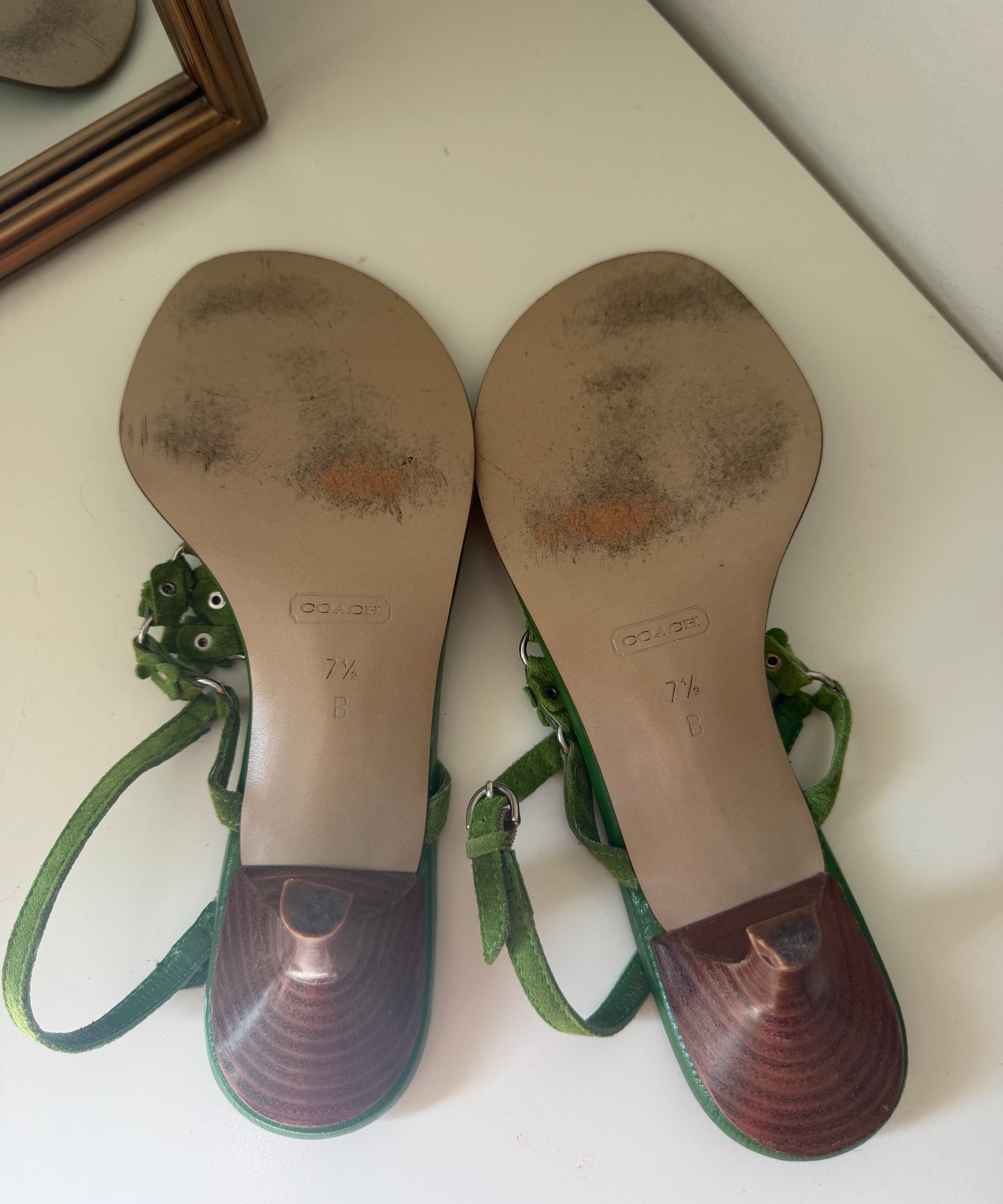 Coach Green Floral Kitten Heels (7.5)